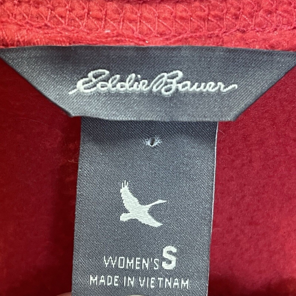 Eddie Bauer Womens S Polar Fleece Sweatshirt Red Pullover 1/4 Zip Long Sleeve - Picture 3 of 10